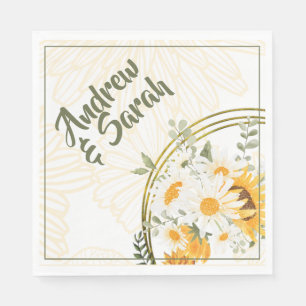 Sunflower Watercolor Floral  Napkin