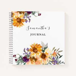 Sunflower Watercolor Floral Notebook