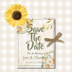 Sunflower Watercolor Floral Save the Date Postcard