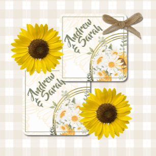 Sunflower Watercolor Floral Square Paper Coaster