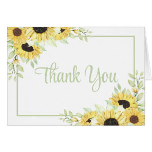 Sunflower Watercolor Floral Wedding Thank You