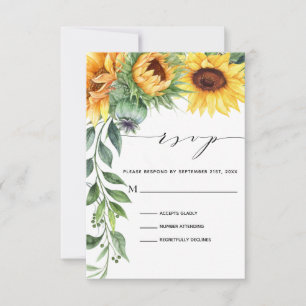 Sunflower Watercolor Modern Botanical RSVP Card