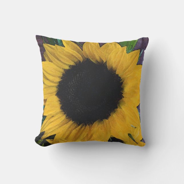Sunflower Watercolor Outdoor Cushion (Front)