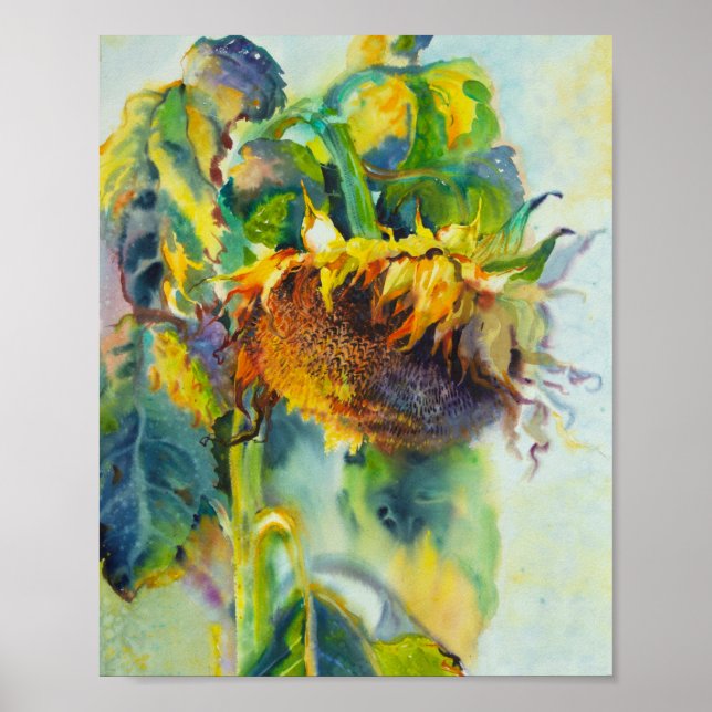 Sunflower watercolor painting poster (Front)