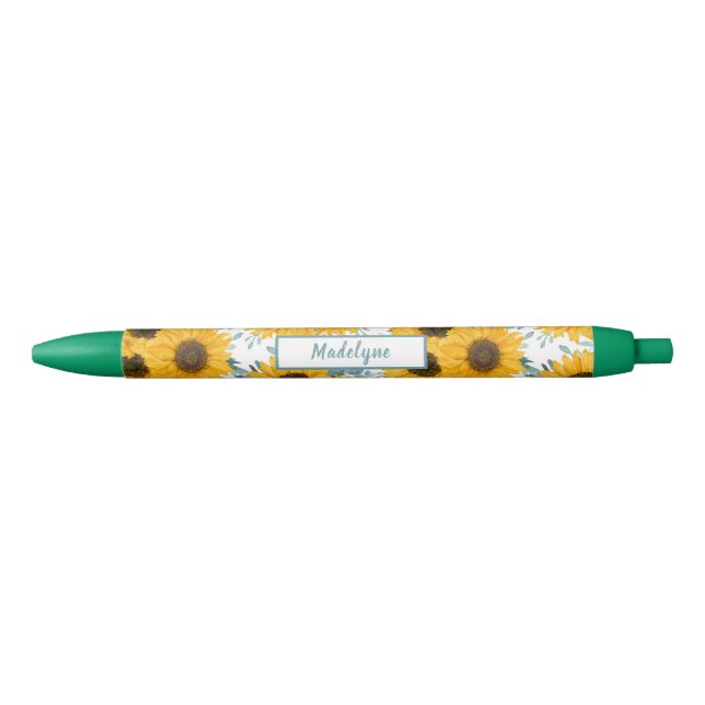 Sunflower Watercolor Pattern Personalised pen (Front)
