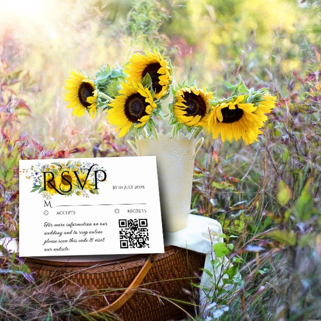 Sunflower watercolor QR wedding response card (Creator Uploaded)
