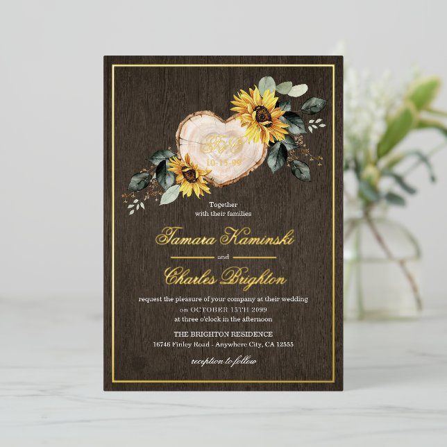 Sunflower Watercolor Rustic Heart Wedding (Standing Front)