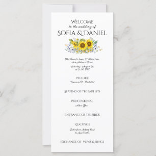 Sunflower watercolor rustic wedding Flat Card