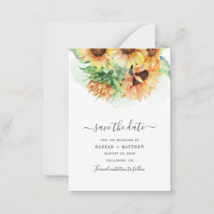 Sunflower Watercolor Script Wedding Save The Date Card