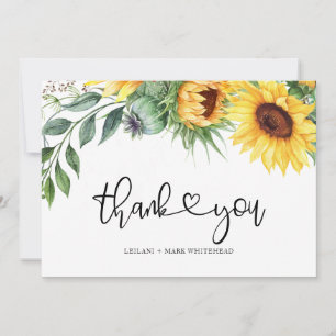 Sunflower Watercolor Thank You Card