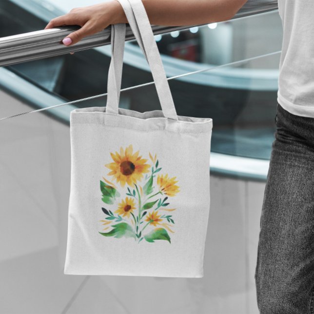 Sunflower Watercolor Tote Bag (Creator Uploaded)