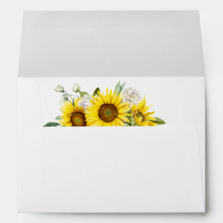 Sunflower watercolor white rose wedding  envelope