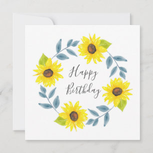 Sunflower Watercolor Wreath 2 Card