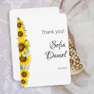 Sunflower watercolor yellow Flat Thank You Card