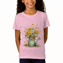 Sunflower Watering Can Floral Garden Art