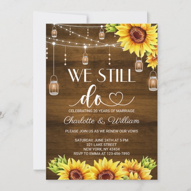 Sunflower We Still Do Vow Renewal Invitation (Front)