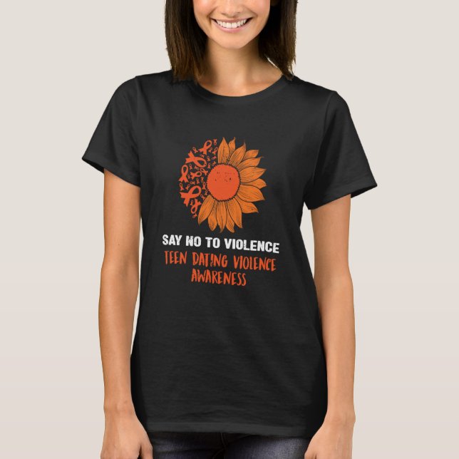 sunflower We Wear orange teen dating violence Awar T-Shirt (Front)