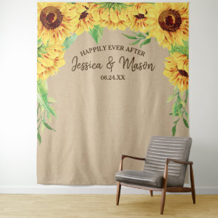 Sunflower Wedding Backdrop Photo Prop Tapestry