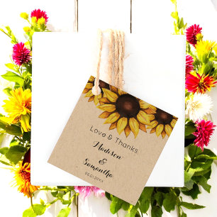 Sunflower Wedding Bridal Shower Rustic Kraft Favour Tags