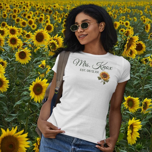 Sunflower Wedding Bride Mrs Established T-Shirt (Creator Uploaded)
