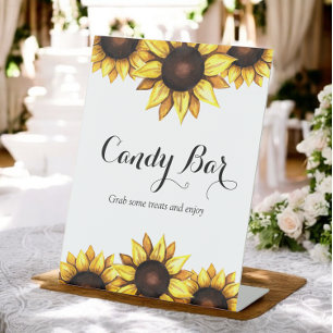 Sunflower Wedding Candy Bar Pedestal Sign