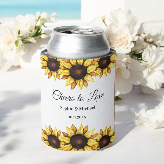 Sunflower Wedding Cheers Floral    Can Cooler (Creator Uploaded)