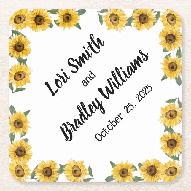 Sunflower Wedding Coaster (Front)