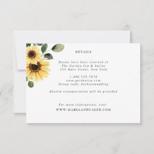 Sunflower Wedding Details Card