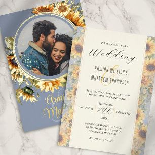 Sunflower Wedding Dusty Blue Custom Photo