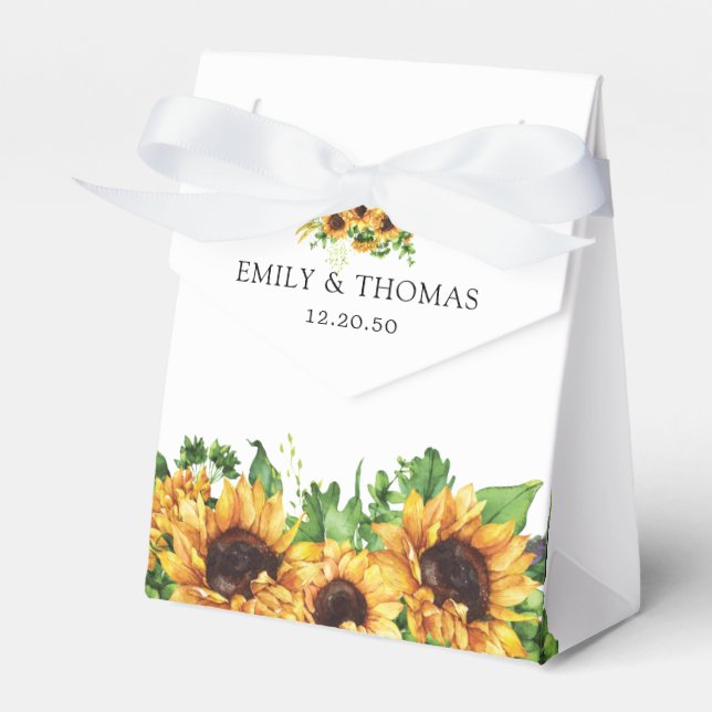 Sunflower Wedding Favour Box (Front Side)