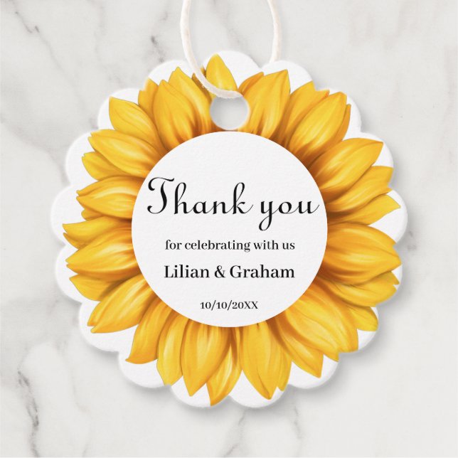  Sunflower Wedding  Favour Tags (Front)