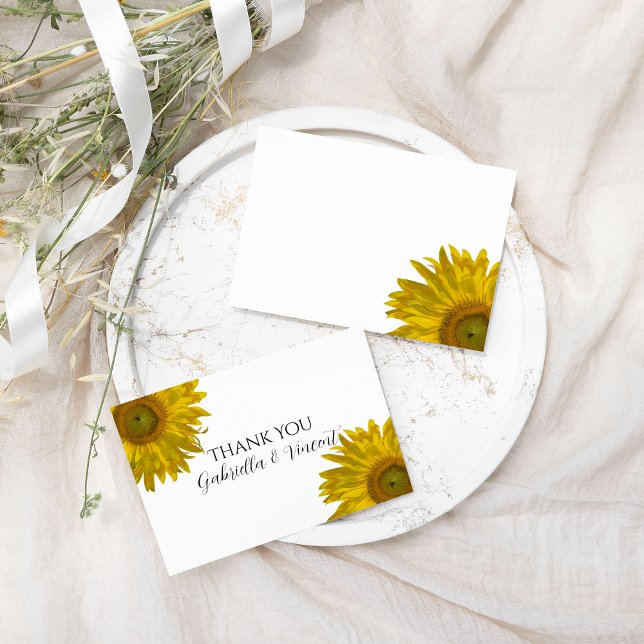 Sunflower Wedding Flat Thank You Notes (Creator Uploaded)