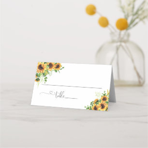 Sunflower Wedding Folded Place Card
