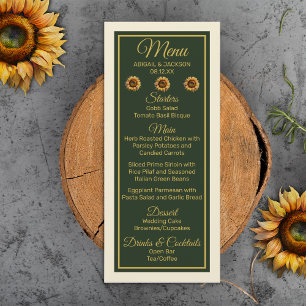 Sunflower Wedding Forest Green and Gold  Menu