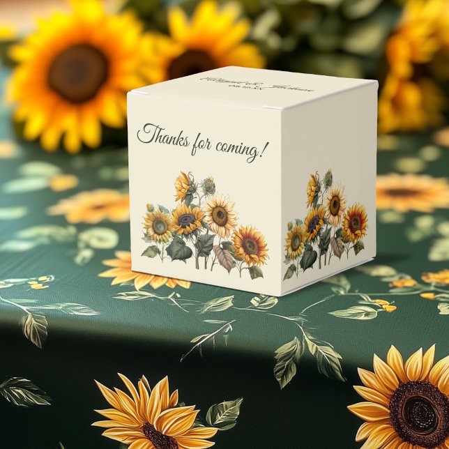 Sunflower Wedding Forest Green Rustic Favour Box (Creator Uploaded)