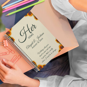 Sunflower Wedding Her Vows Customisable Notebook