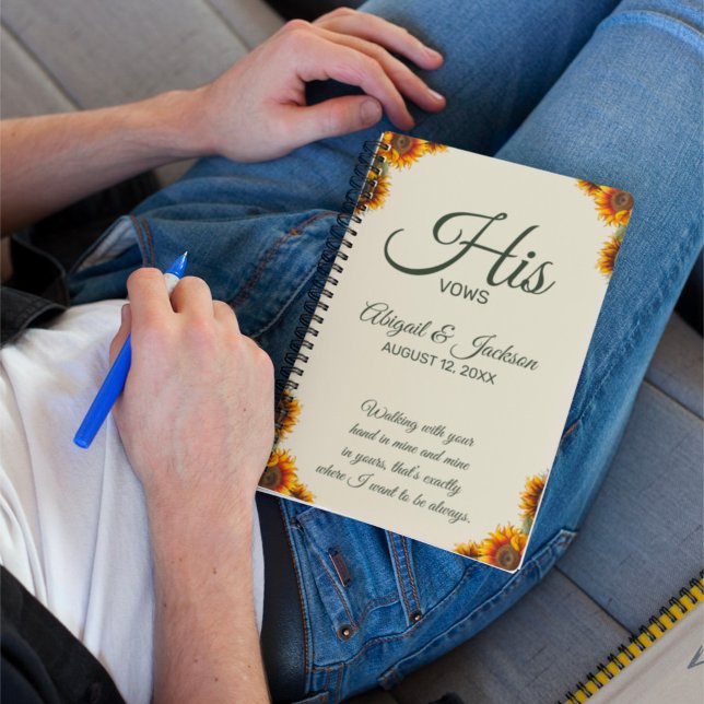 Sunflower Wedding His Vows Customisable Notebook (Creator Uploaded)