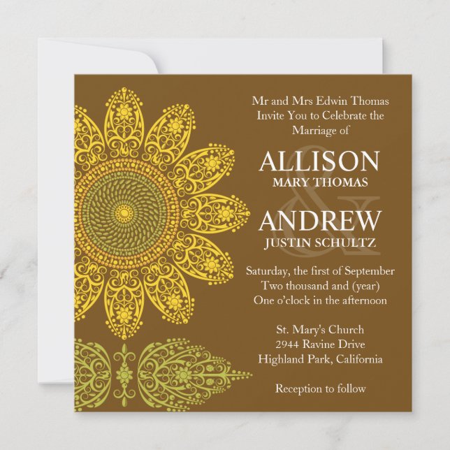Sunflower Wedding Invitation (Front)