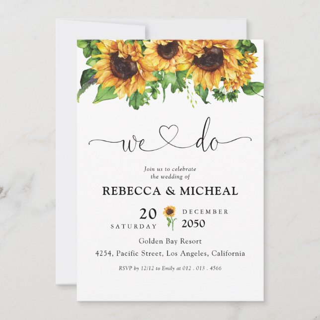 Sunflower Wedding Invitation (Front)