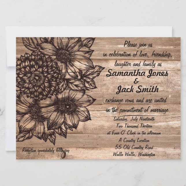 Sunflower Wedding Invitation (Front)