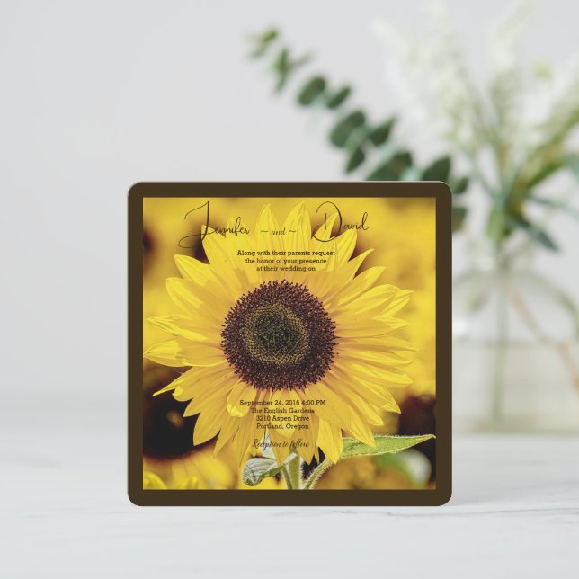 Sunflower Wedding Invitation (Standing Front)