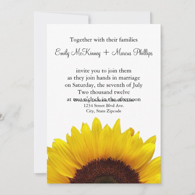 Sunflower Wedding Invitation (Front)