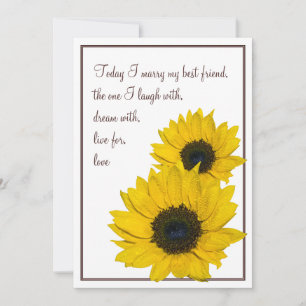 Sunflower Wedding Invitation White Brown Yellow