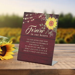 Sunflower Wedding Memorial Table Pedestal Sign