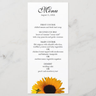 Sunflower Wedding Menu