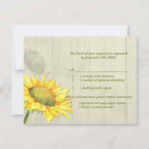 Sunflower Wedding Menu Choice RSVP