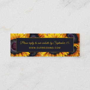 Sunflower Wedding Navy Gold Website Wedding rsvp Mini Business Card