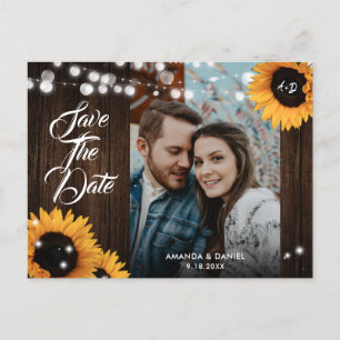 Sunflower Wedding Photo Save The Date Postcard