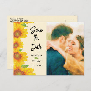 Sunflower Wedding Photo Save the Date Postcard
