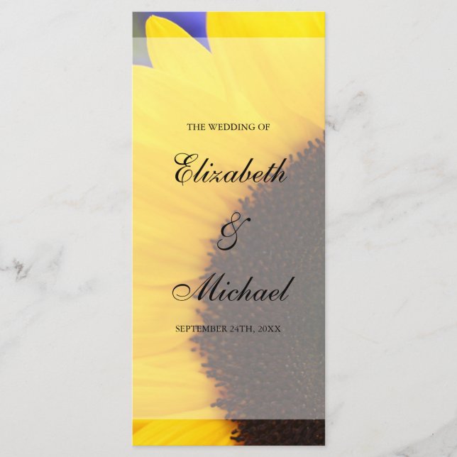 Sunflower Wedding Program Programme (Front)